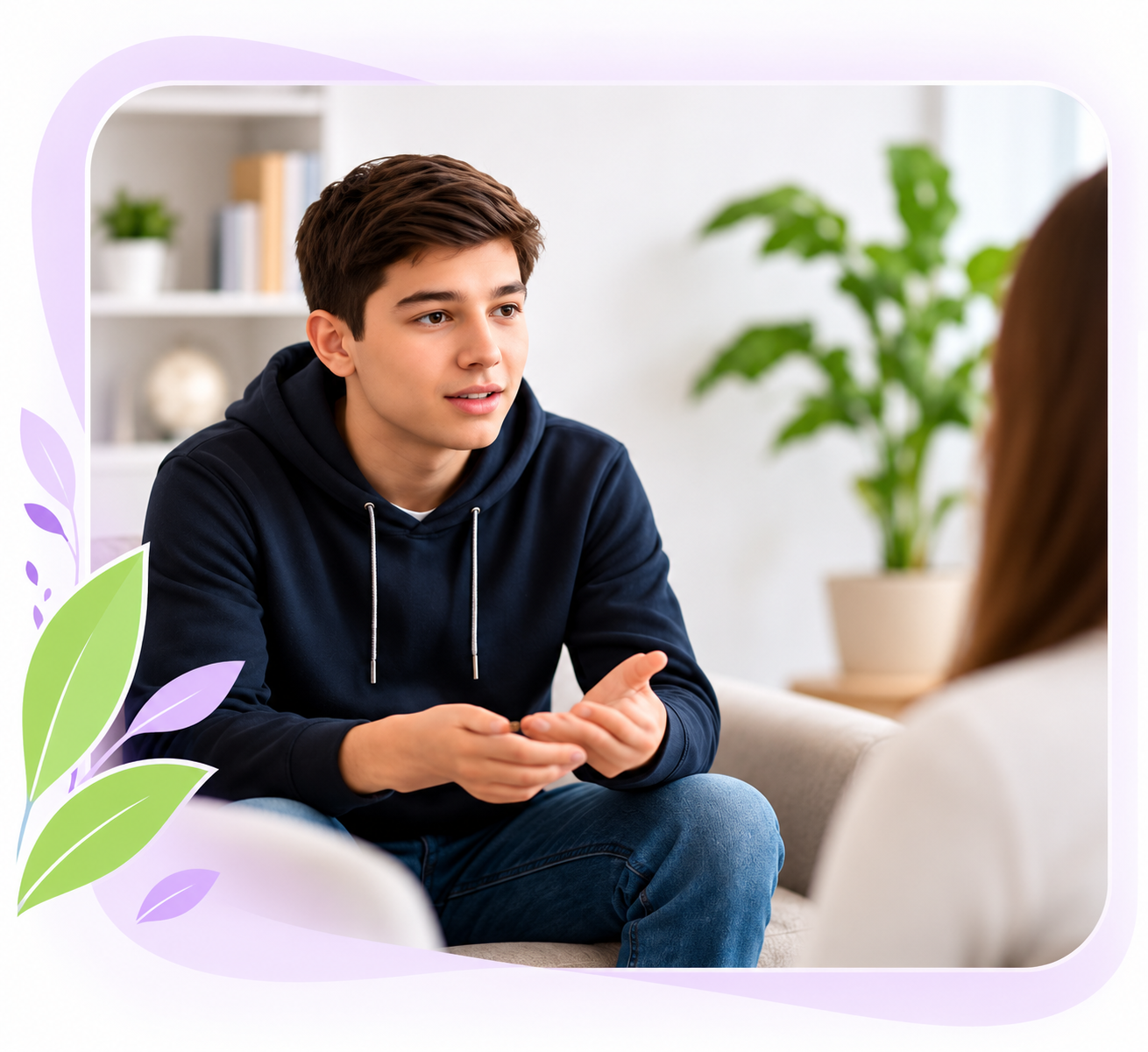 Conversación juvenil en un espacio acogedor