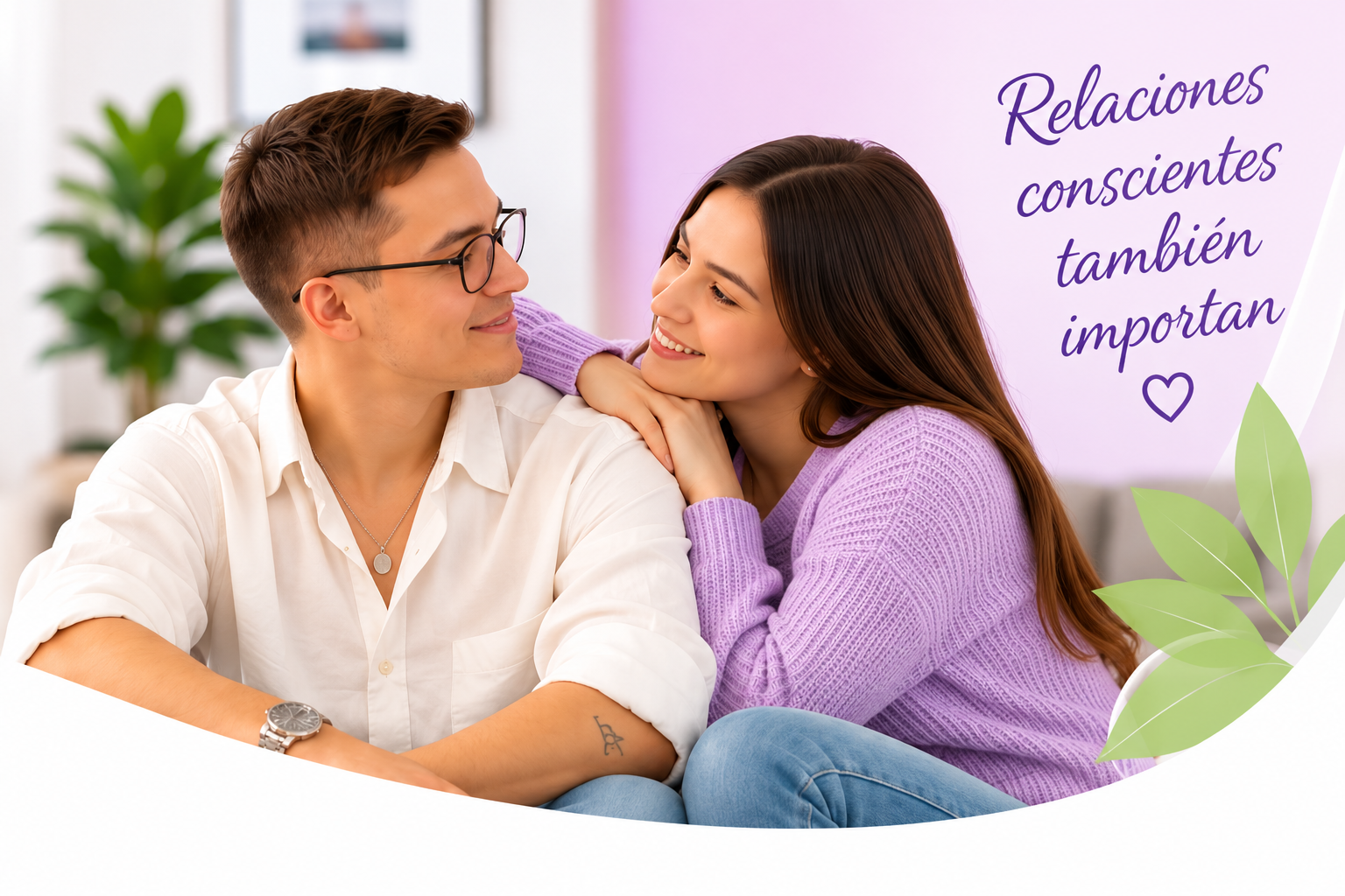 Pareja enamorada con mensaje consciente